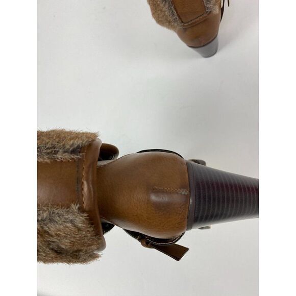 Justfab fur trim heeled Taupe booties - Picture 8 of 8